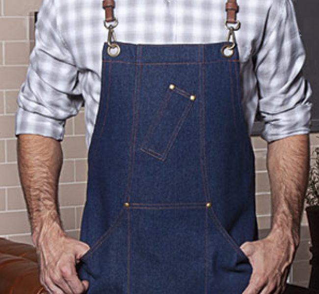 Denim Apron with Leather Belts Denim Apron with Leather Belts